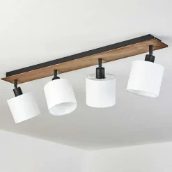 Plafonnier Alsen Bois Fonce, Noir, 4 Lumieres