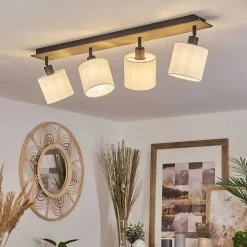 Plafonnier Alsen Bois Fonce, Noir, 4 Lumieres