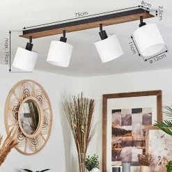 Plafonnier Alsen Bois Fonce, Noir, 4 Lumieres