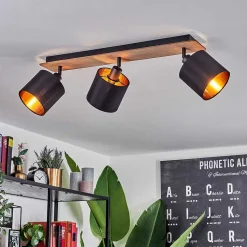 Plafonnier Alsen Bois Fonce, Noir, 3 Lumieres