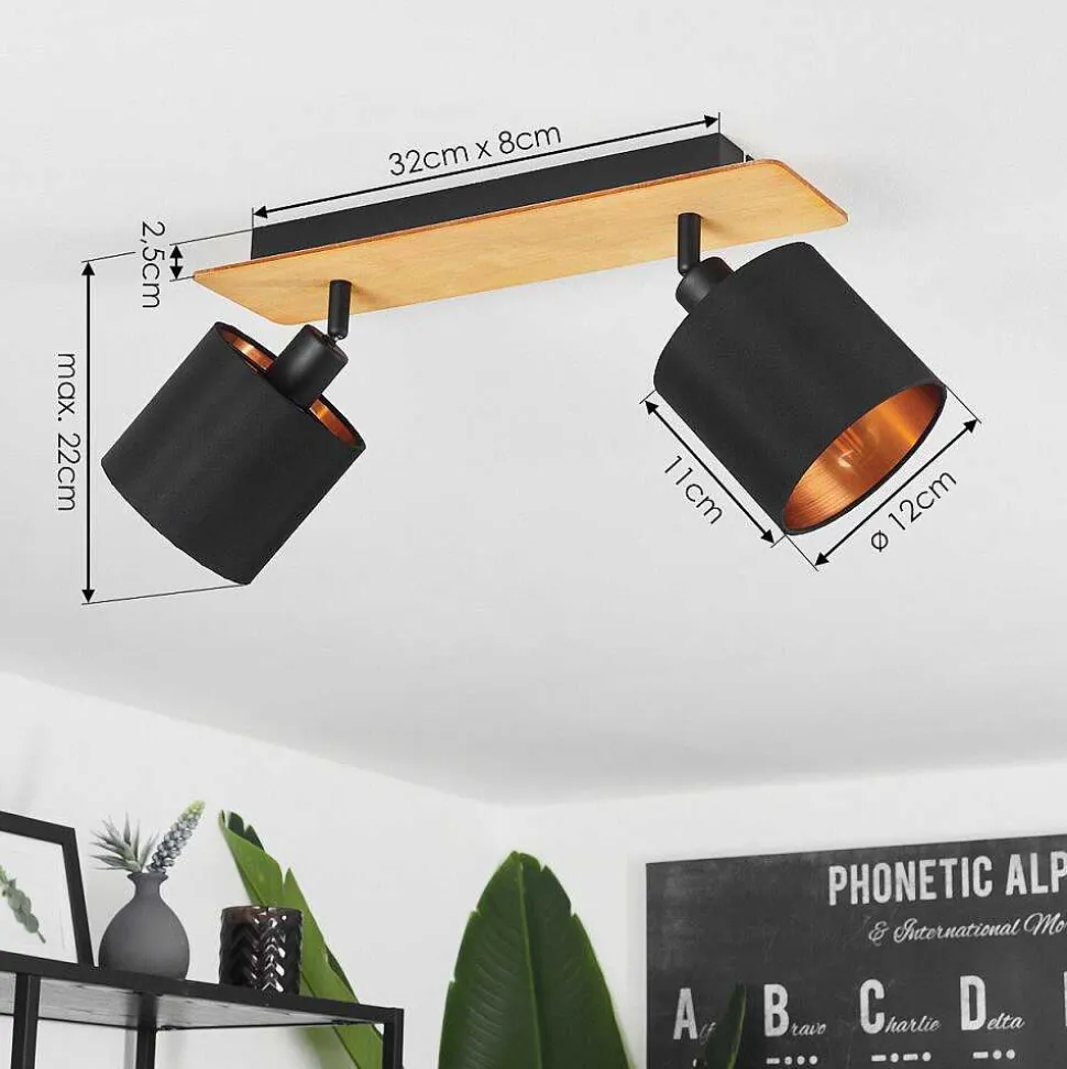 Plafonnier Alsen Brun, Noir, 2 Lumieres