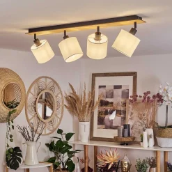 Plafonnier Alsen Ecru, Noir, 4 Lumieres