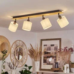 Plafonnier Alsen Ecru, Noir, 4 Lumieres