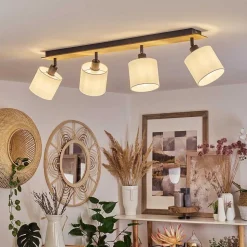 Plafonnier Alsen Ecru, Noir, 4 Lumieres