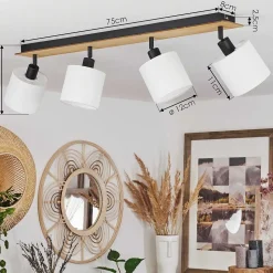 Plafonnier Alsen Ecru, Noir, 4 Lumieres