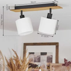 Plafonnier Alsen Ecru, Noir, 2 Lumieres