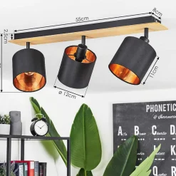 Plafonnier Alsen Ecru, Noir, 3 Lumieres