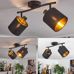 Plafonnier Alsen Noir, 2 Lumieres