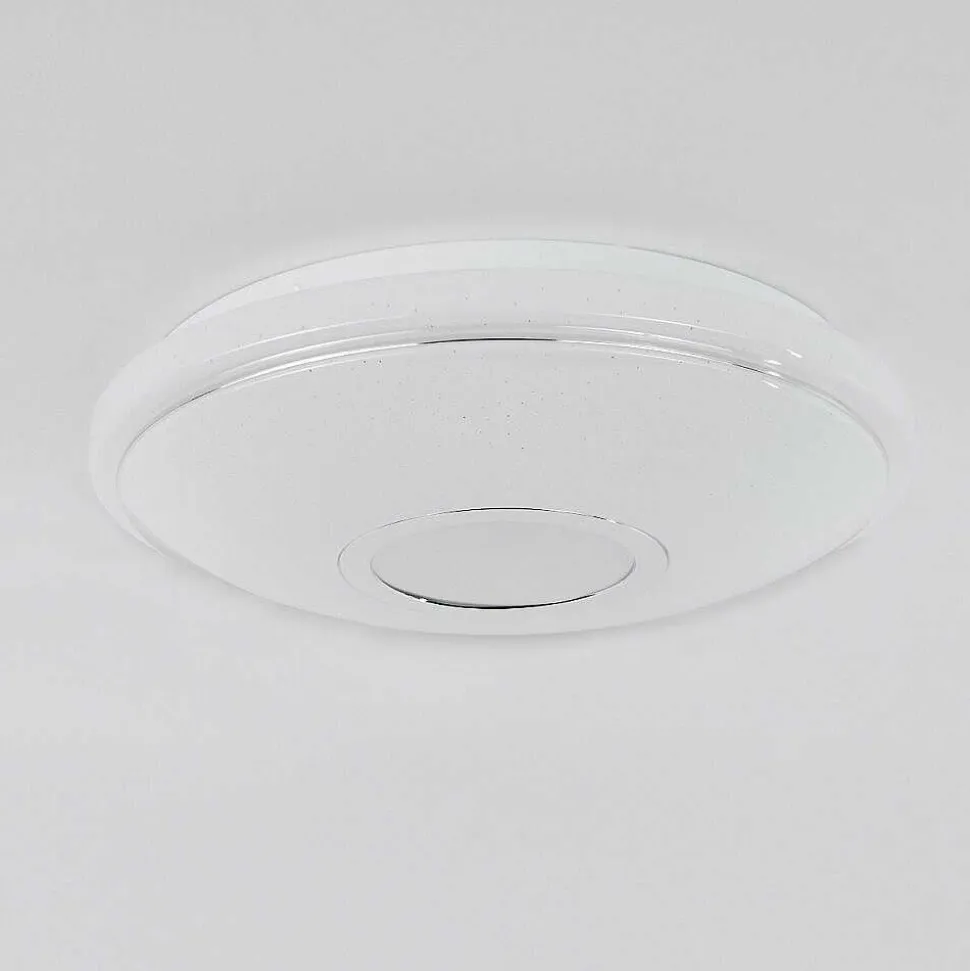 Plafonnier Auxerre Led Blanc, 2 Lumieres, Telecommandes, Changeur De Couleurs