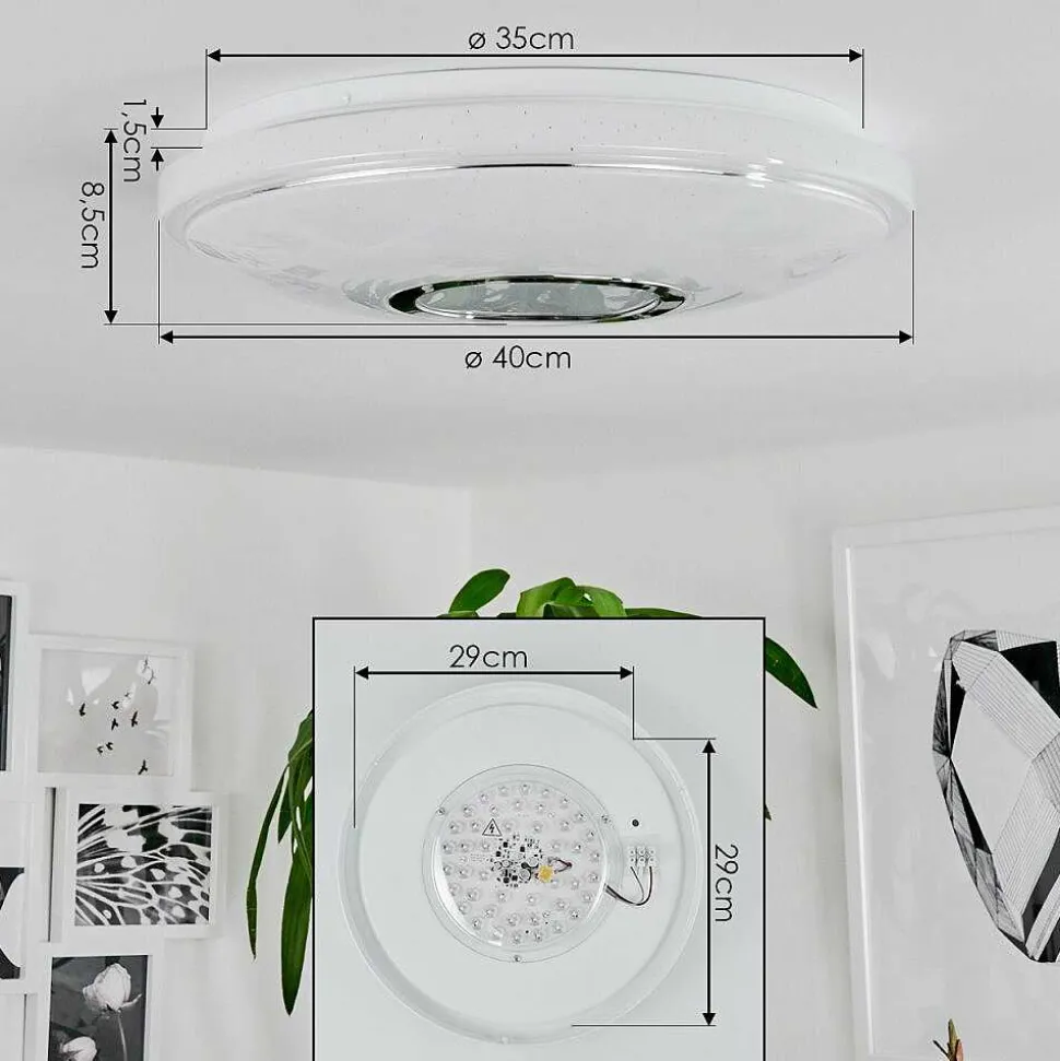 Plafonnier Auxerre Led Blanc, 2 Lumieres, Telecommandes, Changeur De Couleurs