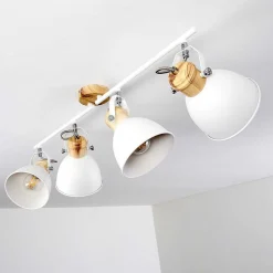 Plafonnier Banjul Bois Clair, Blanc, 4 Lumieres