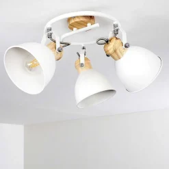 Plafonnier Banjul Bois Clair, Blanc, 3 Lumieres
