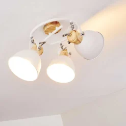 Plafonnier Banjul Bois Clair, Blanc, 3 Lumieres