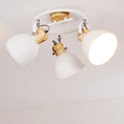 Plafonnier Banjul Bois Clair, Blanc, 3 Lumieres