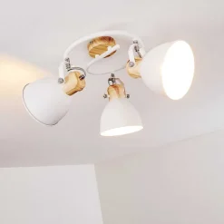 Plafonnier Banjul Bois Clair, Blanc, 3 Lumieres