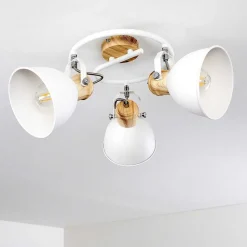 Plafonnier Banjul Bois Clair, Blanc, 3 Lumieres