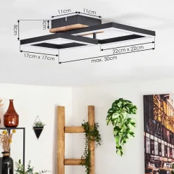 Plafonnier Bealo Led Brun, Couleur Bois, 1 Lumiere