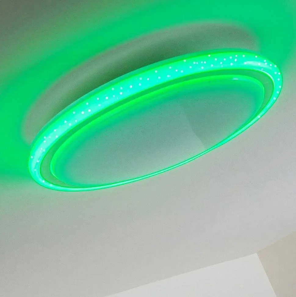 Plafonnier Bermeo Led Blanc, 2 Lumieres, Telecommandes, Changeur De Couleurs