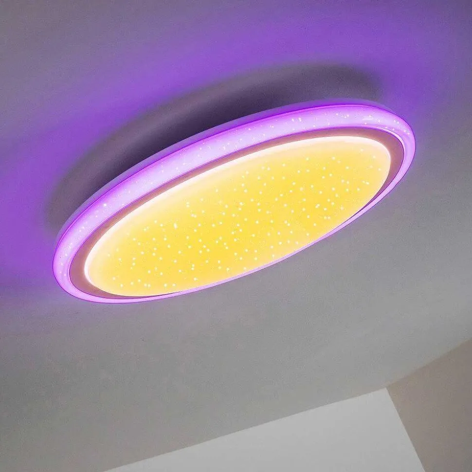 Plafonnier Bermeo Led Blanc, 2 Lumieres, Telecommandes, Changeur De Couleurs