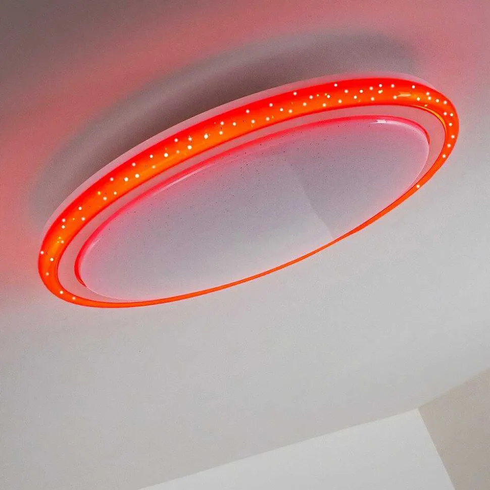 Plafonnier Bermeo Led Blanc, 2 Lumieres, Telecommandes, Changeur De Couleurs