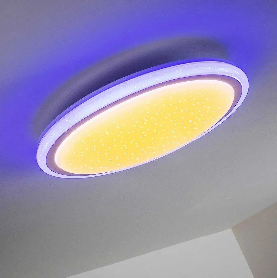 Plafonnier Bermeo Led Blanc, 2 Lumieres, Telecommandes, Changeur De Couleurs