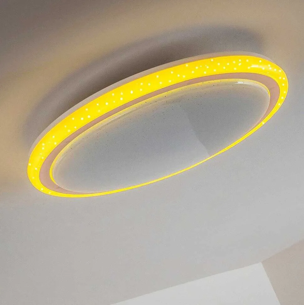 Plafonnier Bermeo Led Blanc, 2 Lumieres, Telecommandes, Changeur De Couleurs