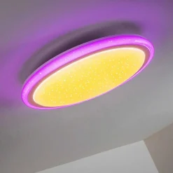 Plafonnier Bermeo Led Blanc, 2 Lumieres, Telecommandes, Changeur De Couleurs