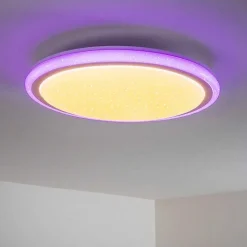 Plafonnier Bermeo Led Blanc, 2 Lumieres, Telecommandes, Changeur De Couleurs