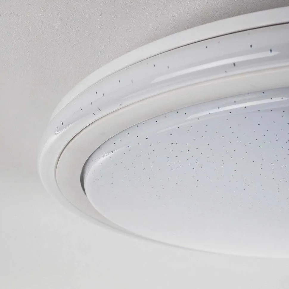 Plafonnier Bermeo Led Blanc, 2 Lumieres, Telecommandes, Changeur De Couleurs