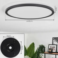 Plafonnier Boyero Led Noir, 2 Lumieres, Telecommandes, Changeur De Couleurs