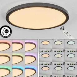 Plafonnier Boyero Led Noir, 2 Lumieres, Telecommandes, Changeur De Couleurs