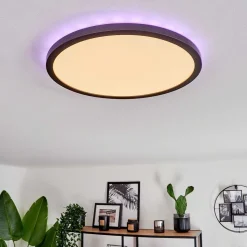 Plafonnier Boyero Led Noir, 2 Lumieres, Telecommandes, Changeur De Couleurs