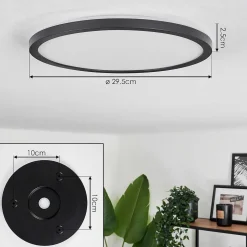 Plafonnier Boyero Led Noir, 2 Lumieres, Telecommandes, Changeur De Couleurs