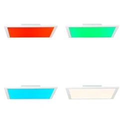 Plafonnier Brilliant Atira Led Blanc, 1 Lumiere, Telecommandes, Changeur De Couleurs