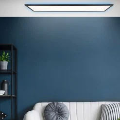 Plafonnier Brilliant Everett Led Noir, 1 Lumiere, Telecommandes, Changeur De Couleurs