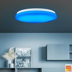 Plafonnier Brilliant Heddy Led Blanc, 1 Lumiere, Telecommandes, Changeur De Couleurs