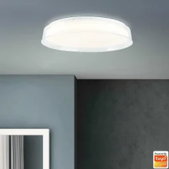 Plafonnier Brilliant Leanna Led Blanc, 1 Lumiere, Telecommandes, Changeur De Couleurs