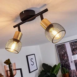 Plafonnier Cairns Vieux Laiton, Noir, 2 Lumieres