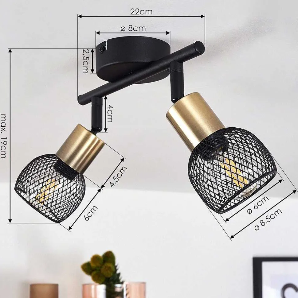 Plafonnier Cairns Vieux Laiton, Noir, 2 Lumieres