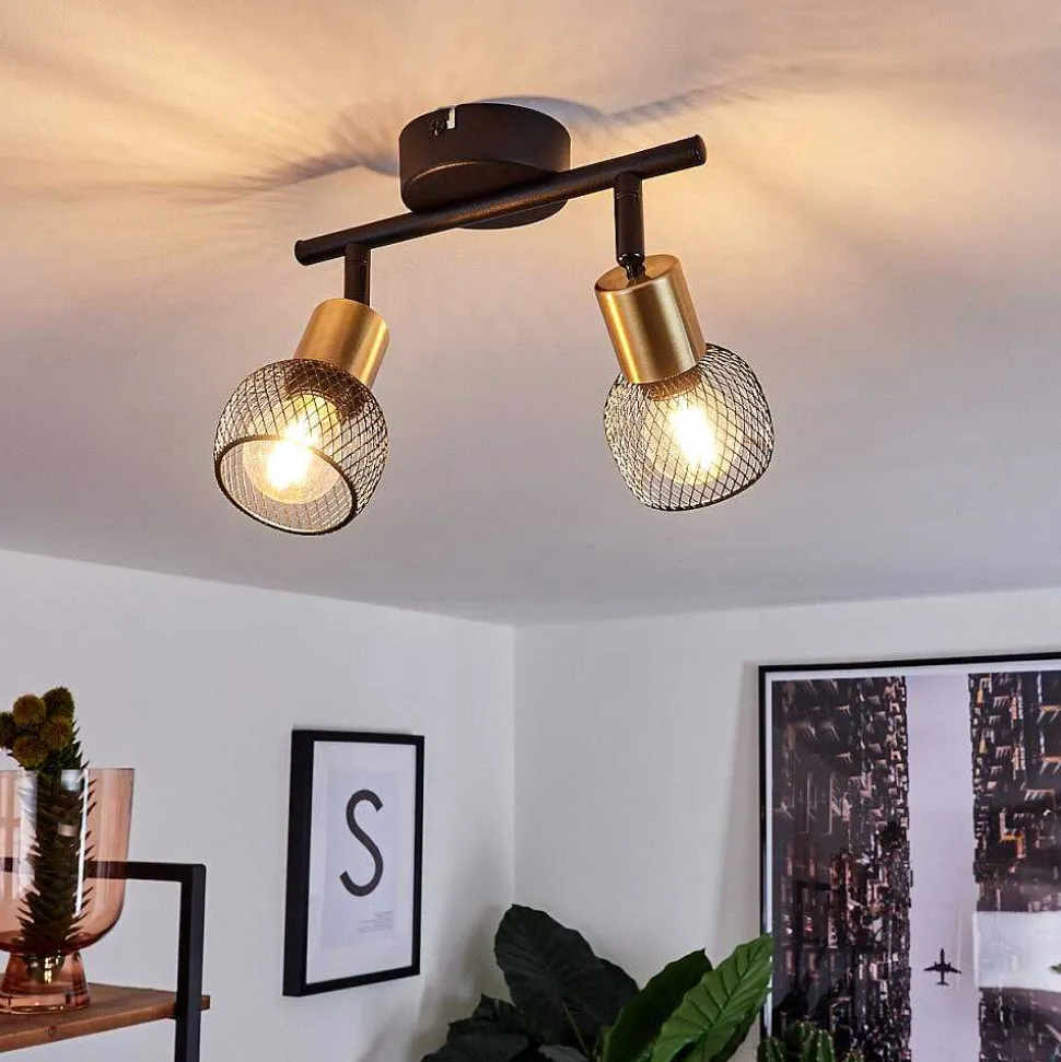 Plafonnier Cairns Vieux Laiton, Noir, 2 Lumieres