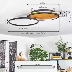 Plafonnier Cardozo Led Ecru, Noir, 1 Lumiere