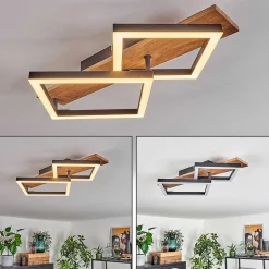 Plafonnier Cascada Brun, Couleur Bois, Noir, 1 Lumiere