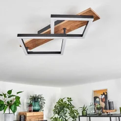 Plafonnier Cascada Brun, Couleur Bois, Noir, 1 Lumiere