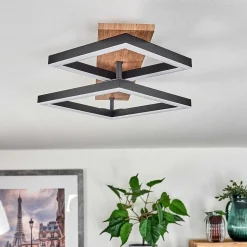 Plafonnier Cascada Brun, Couleur Bois, Noir, 1 Lumiere