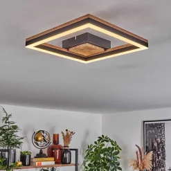 Plafonnier Cascada Led Brun, Couleur Bois, Noir, 1 Lumiere