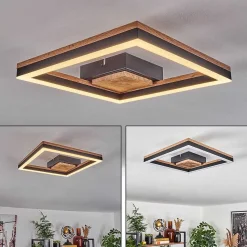 Plafonnier Cascada Led Brun, Couleur Bois, Noir, 1 Lumiere