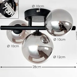 Plafonnier Chariton Noir, 3 Lumieres