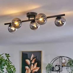 Plafonnier Chehalis Clair, Fume, 5 Lumieres