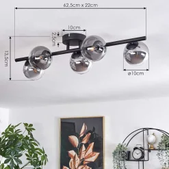 Plafonnier Chehalis Clair, Fume, 5 Lumieres