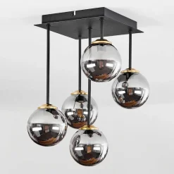 Plafonnier Chehalis Laiton, Noir, 5 Lumieres